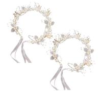 Accessoire de cheveux de fleur fleur, 2pcs Flower Girl Headpiece, bandeau en métal avec ruban, accessoire cheveux pour l'anniversaire, la fête, la première communion, le mariage