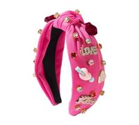 Accessoire de cheveux de vacances | Serre-tête de Saint-Valentin | Serre-tête à bijoux | Serre-tête de Saint-Valentin pour femme | Serre-tête en forme de cœur en strass | Bandeau noué avec strass en