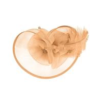 Accessoire de cheveux élégant en plumes pour femme - Nœud en perles en maille - Convient pour les mariages, les goûters, les cocktails, les fêtes d'anniversaire (doré, taille unique)