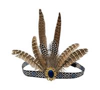 Accessoire de cheveux luxueux à plumes avec queue et strass étincelants