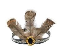 Accessoire de cheveux luxueux à plumes avec queue et strass étincelants