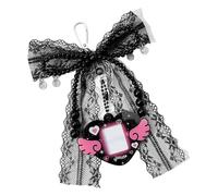 Accessoire de othique élégant avec nœud papillon en dentelle complexe et breloque en alliage, ornement de porte-clés en alliage esthétique foncé, accessoire de e mode