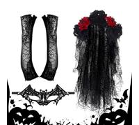 Accessoire De Coiffure Pour Le Jour Des Morts Voile Style Gothique En | Ensemble Complet D'Accessoires Sur Le Thème Du Jour Des Morts Pour