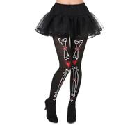 Accessoire de costume collant femme jour des morts os et cœurs noir-blanc-rouge