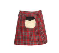 Accessoire de costume de kilt écossais - Kilt tartan rouge avec fermeture éclair attachée à la taille élastique - Déguisement de St Andrews Day Scotland Burns Night