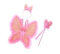 Accessoire de costume floral délicat avec bandeau assorti et bâton de fée pour fête d'anniversaire ou spectacles sur scène en tissu pour enfants