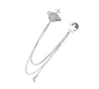 Accessoire de costume unique pour hommes Épinglette avec glands planètes en cristal strass scintillants et chaîne pour les créateurs de tendances Broche avec chaîne suspendue