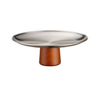 Accessoire de cuisine moderne Assiette à fruits en acier inoxydable, plateau gâteaux, moule gâteau base bois, assiette robuste, dessert, table manger, décoration de la maison, ornements(Grand)