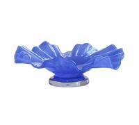 Accessoire de cuisine moderne Bol à fruits ondulé de luxe léger, bol en verre, assiette grande capacité, utilisée for la décoration d'un grand centre bureau, repas fête(Blue)