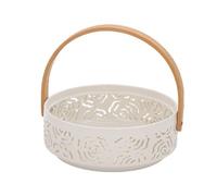 Accessoire de cuisine moderne Corbeille à fruits ajourée en forme de rose avec anse et design aéré, bol service, décoration table vintage chic for la salle manger(Grand)