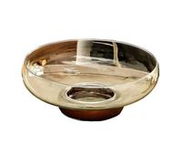 Accessoire de cuisine moderne Coupe à fruits en verre avec base bois, plat de service for la cuisine, salle manger ou le salon(Transparent)
