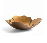 Accessoire de cuisine moderne Plat à fruits en verre doré de forme irrégulière, orné détails noirs artistiques, idéal for une table moderne