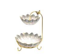 Accessoire de cuisine moderne Plateau de bols service à plusieurs niveaux en céramique avec support métal, bol fruits, for comptoir, panier, légumes, collations, noix, pain, bonbons(Light grey)