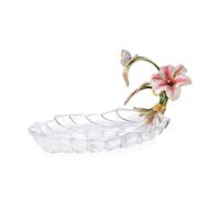 Accessoire de cuisine moderne Plateau de fruits en verre cristal, plateau décoratif, secs, polyvalent, assiette à dessert, dîner forme feuille