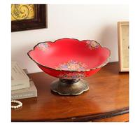 Accessoire de cuisine moderne Plateau d'exposition de fruits sur pied en céramique, plateau collation bonbons, vaisselle vie, assiette à pain, récipient alimentaire, décoration d'assiette(Red)