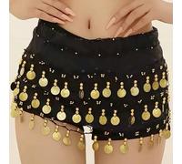 Accessoire de danse de performance avec pièces pendantes, foulard de danse du ventre Taille Unique,2 pièces noires,Chaîne de taille + soutien-gorge,Chaîne de taille + bracelet en tissuÉtoffe