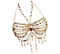 Accessoire de danseuse du ventre portable avec cristaux comme des perles et des pompons, chaîne de corps tendance, os, Comme décrit, Comme décrit.