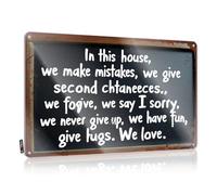 Accessoire de décoration murale cool | In This House, We Make Mistakes, Give Second Chances Beautiful pour le salon (20 x 30 cm)