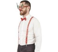 Accessoire de déguisement de Noël: bretelles, nœud papillon, lunettes REF/50305 - ptit clown Rouge; blanc; vert; marron... G