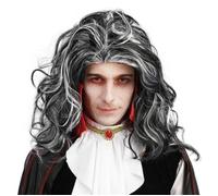 Accessoire de déguisement - PTIT CLOWN - Perruque de vampire longue homme - Noir et blanc - Gris