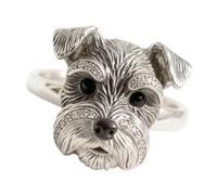 Accessoire de doigt de tête pour les amoureux des chiens, détail Schnauzer avec conception ouverte réglable, bijoux ton argent, diamètre intérieur de 1, 7 cm pour le quotidien Bijoux Schnauzer de