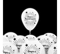 Accessoire de Fête/Pack de 6 Ballons "Joyeux Anniversaire" / Dimensions : 30 x 30 cm (Blanc)