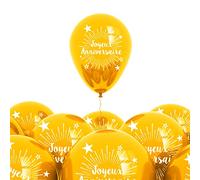 Accessoire de Fête/Pack de 6 Ballons "Joyeux Anniversaire" / Dimensions : 30 x 30 cm (Doré)