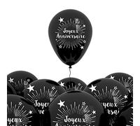 Accessoire de Fête/Pack de 6 Ballons "Joyeux Anniversaire" / Dimensions : 30 x 30 cm (Noir)