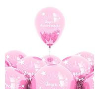 Accessoire de Fête/Pack de 6 Ballons "Joyeux Anniversaire" / Dimensions : 30 x 30 cm (Rose)