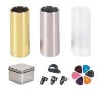 Accessoire de glissière de tonalité de guitare, Tube cylindrique de remplacement pour basse, ukulélé, glissière et médiators en acier inoxydable