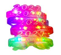Accessoire de lunettes 2027 | Décoration de fête en forme de lunettes, couleurs transparentes assorties pour photos du Nouvel An, organisation d'événements