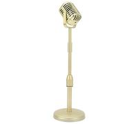 Accessoire de Microphone Rétro, Réplique de Microphone Vintage Légère et Réglable avec Support Ajustable, Idéale pour Le Cosplay, Les Spectacles, la Photographie et Les Je (Gold)