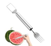 Accessoire de pastèque - Coupe-fruits 2 en 1 avec fourchette - Poignée ergonomique en acier inoxydable - Outil pour préparation de cuisine, barbecue, maison, pique-nique, cuisine