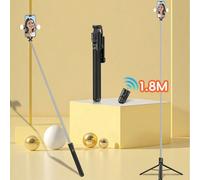 Accessoire de photographie mobile de grande taille en alliage. Perche à selfie Bluetooth professionnelle de 1,8 m, télécommande sans fil de 10 m, support de téléphone rotatif à 360° et amovible, trépi