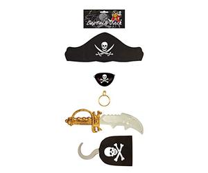 Accessoire de Pirate de Jeu d'enfant - chapeau, correction d'oeil épée, boucle d'oreilles et crochet
