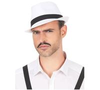 DEGUISE TOI - Chapeau borsalino blanc bande noire adulte - Chapeau - Taille Unique - Blanc - Accessoires pour déguisement - Polyester - - Carnaval