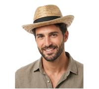 DEGUISE TOI - Chapeau Panama en paille adulte - Chapeau - Taille Unique - Noir - Accessoires pour déguisement - - - Carnaval