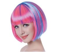 Accessoire de tête pour déguisement - Perruque courte méchée multicolore femme