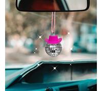 Accessoire de Voiture Boule Disco Rose, Accessoire de Voiture Rose pour Femme, breloque de Voiture Disco, décoration de Miroir de Voiture, Mini Boule Disco pour Voiture, décoration de Boule Disco de