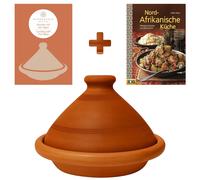 Plat à tajine artisanal Ø 30 cm + livre de recettes (français non garanti)