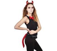Accessoire déguisement Halloween Diable rouge: 1 serre-tête + 1 noeud papillon + 1 queue REF/60125 ptit clown rouge G
