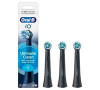 Oral-B Têtes de rechange iO Series Ultimate Clean Black, têtes rondes originales, poils CrissCross, retrait de la plaque, 3