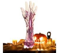 Accessoire d'horreur des membres coupés, main sanglante réaliste, décoration de maison hantée, pied et main, accessoire de scène Gory Scène, léger, portable, salle d'évasion d'Halloween, scène