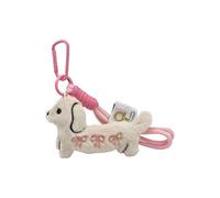Accessoire en peluche Teckel à la mode pour décoration de sac à main, idéal pour les amateurs d'animaux pour enfants, collectionneur, breloque chien de dessin animé, blanc, One Size