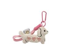 Accessoire en peluche Teckel à la mode pour décoration de sac à main, idéal pour les amateurs d'animaux pour enfants, collectionneur, breloque chien de dessin animé, blanc, One Size