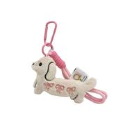 Accessoire en peluche Teckel à la mode pour décoration de sac à main, idéal pour les amateurs d'animaux pour enfants, collectionneur, breloque chien de dessin animé, blanc, One Size