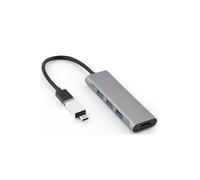 Bluestork – Hub USB – HUB-MINI 4-en-1 – 3x USB-A 2.0 + 1x HDMI avec adaptateur USB-C – Aluminium