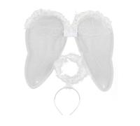 DEGUISE TOI - Kit Ange avec Ailes et auréole Adulte - Serre-tête - Ailes - Taille Unique - Blanc - Accessoires pour déguisement - - - Noel-Carnaval