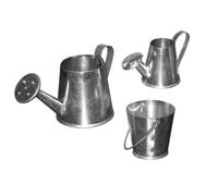 Accessoire mini jardin - Rayher - Set de burettes - Métal argenté - Petit arrosoir - Grand arrosoir
