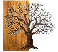 Accessoire mural décoratif en bois peint à la main, 60 x 58 x 3 cm, 100% bois massif (3 cm) et métal (1,5 mm), art unique pour la décoration intérieure, variations naturelles